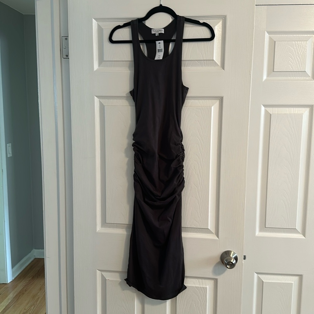 NWT Michael Stars ruched grey dress